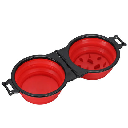 Foldable dual bowl portable dog cat all colors flat lay