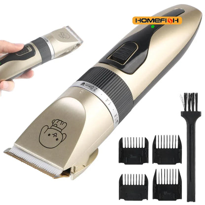 Pet hair clipper grooming trimmer gold set front view
