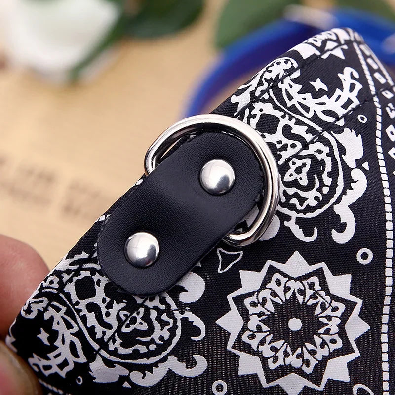 PU cat dog collar with scarf green close up scarf detail