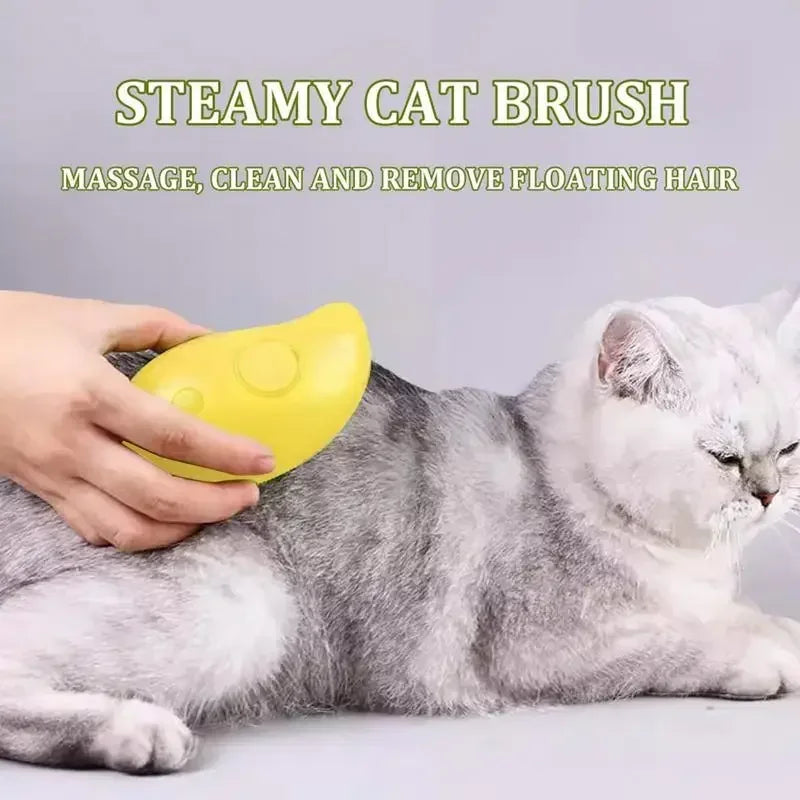 Cat dog steam brush electric white used on cat grooming