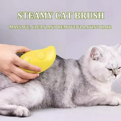Cat dog steam brush electric white used on cat grooming