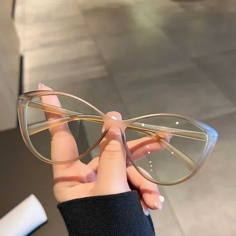 Cat eye anti radiation glasses replaceable lens all colors flat lay