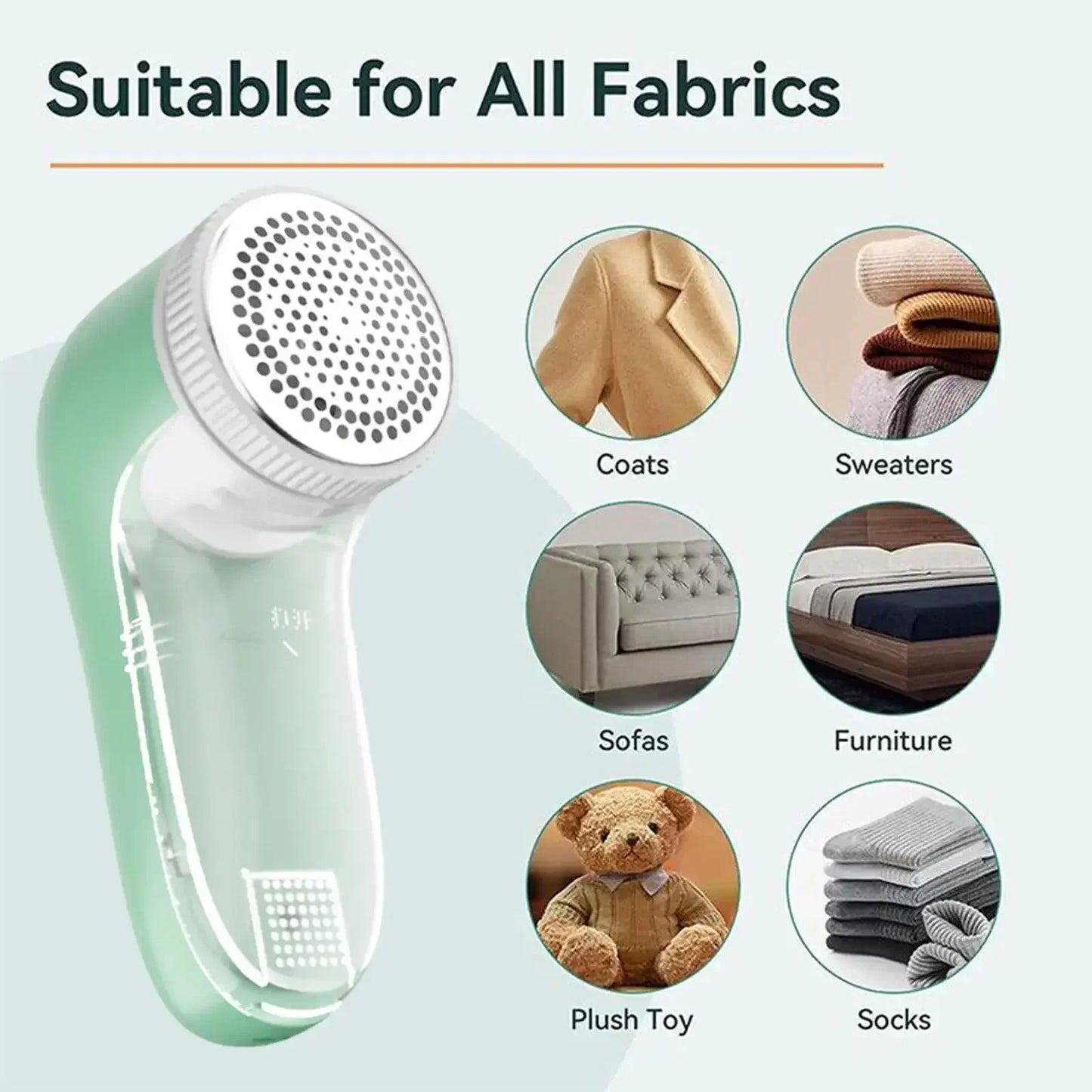 Electric pet hair remover clothes green heads front view