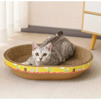 Oval Cardboard Cat Scratcher & Cozy Nest