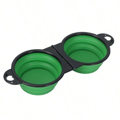 Foldable dual bowl portable dog cat all colors flat lay