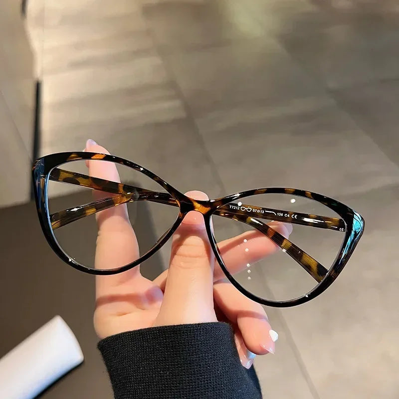 Cat eye anti radiation glasses replaceable lens all colors flat lay
