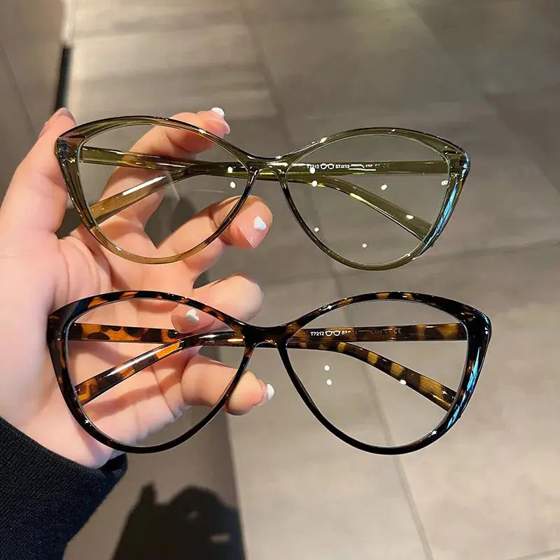 Cat eye anti radiation glasses matte tea frame front view