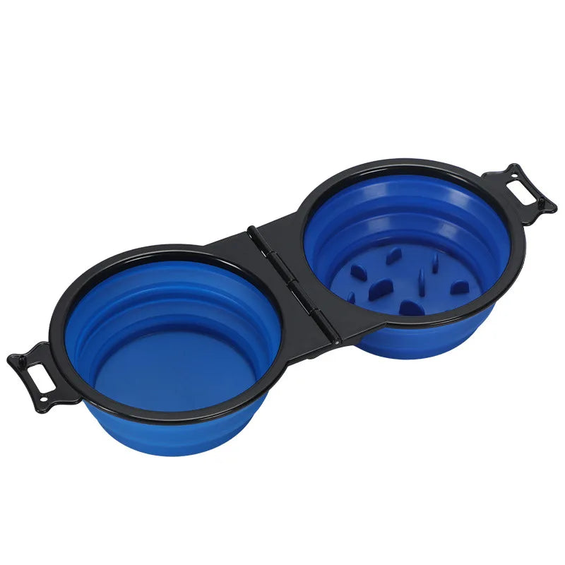 Foldable dual bowl portable dog cat all colors flat lay