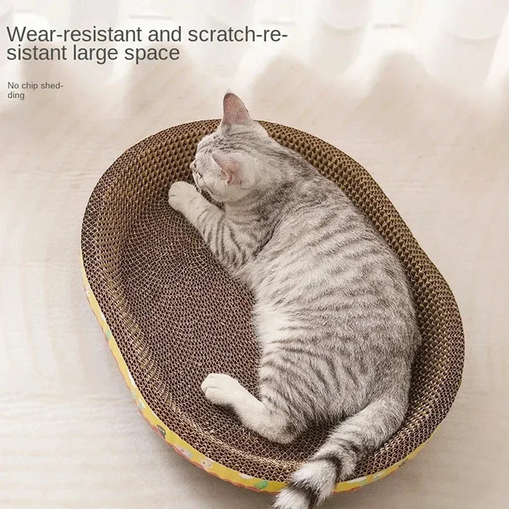 Oval Cardboard Cat Scratcher & Cozy Nest