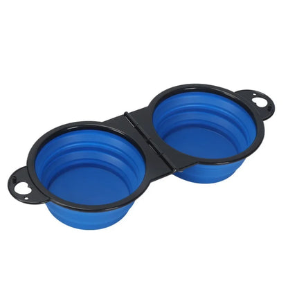 Foldable dual bowl portable dog cat all colors flat lay