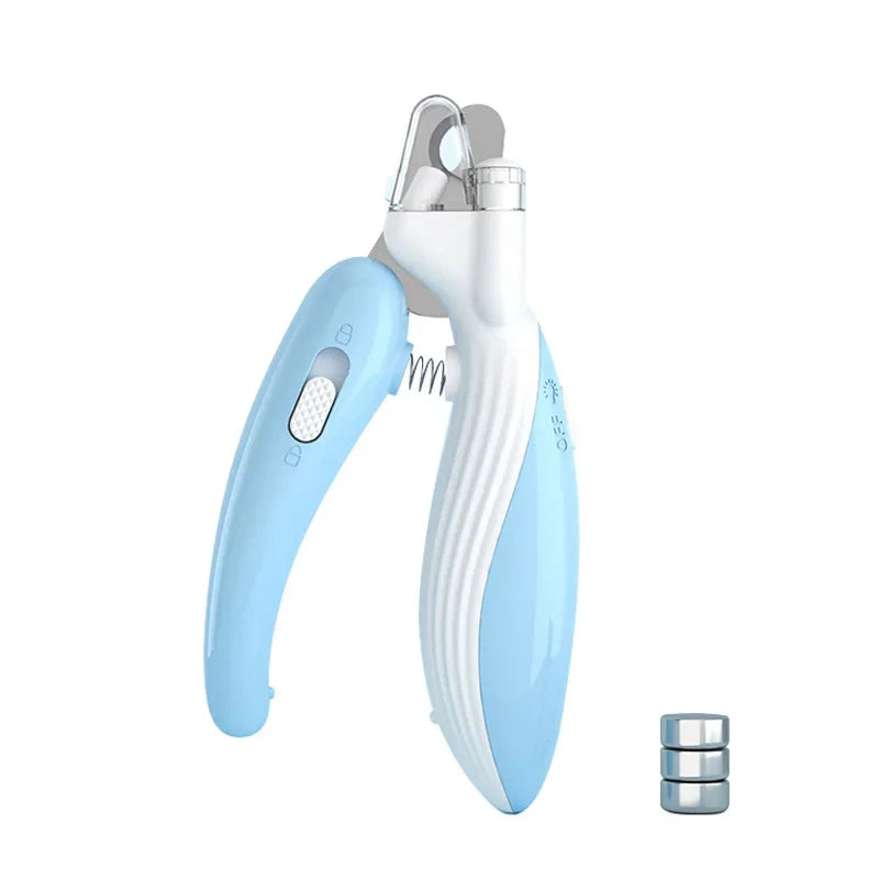 Pet nail clippers LED electric blue LED all colors flat lay