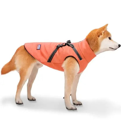 Dog Winter Jacket with Reflective Harness, Jujubak Zipper Warm Dog Winter Coat, Windproof Dog Snow Jacket, Dog Puffy Jacket for Small Medium Dogs-Bright Yellow(M)