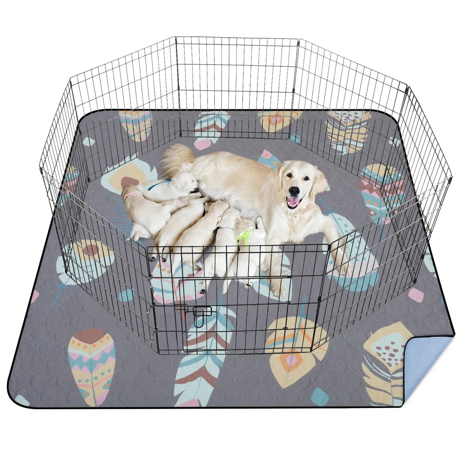 Washable puppy pads waterproof reusable 31x36 2 pack flat lay