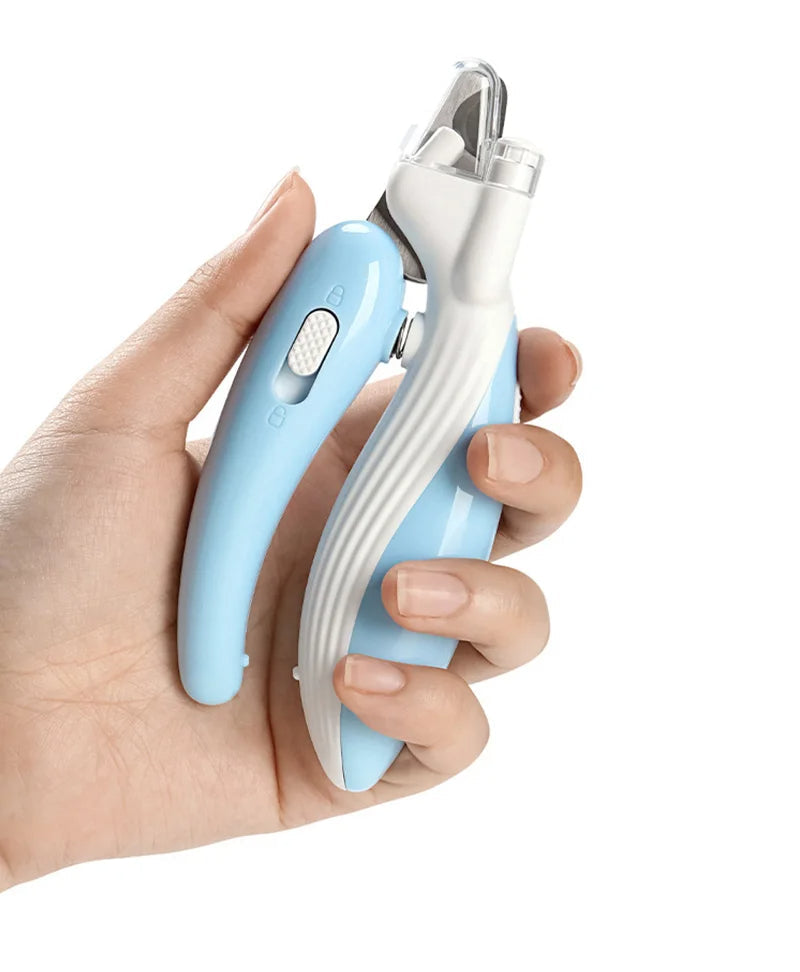 Pet nail clippers LED electric blue LED all colors flat lay
