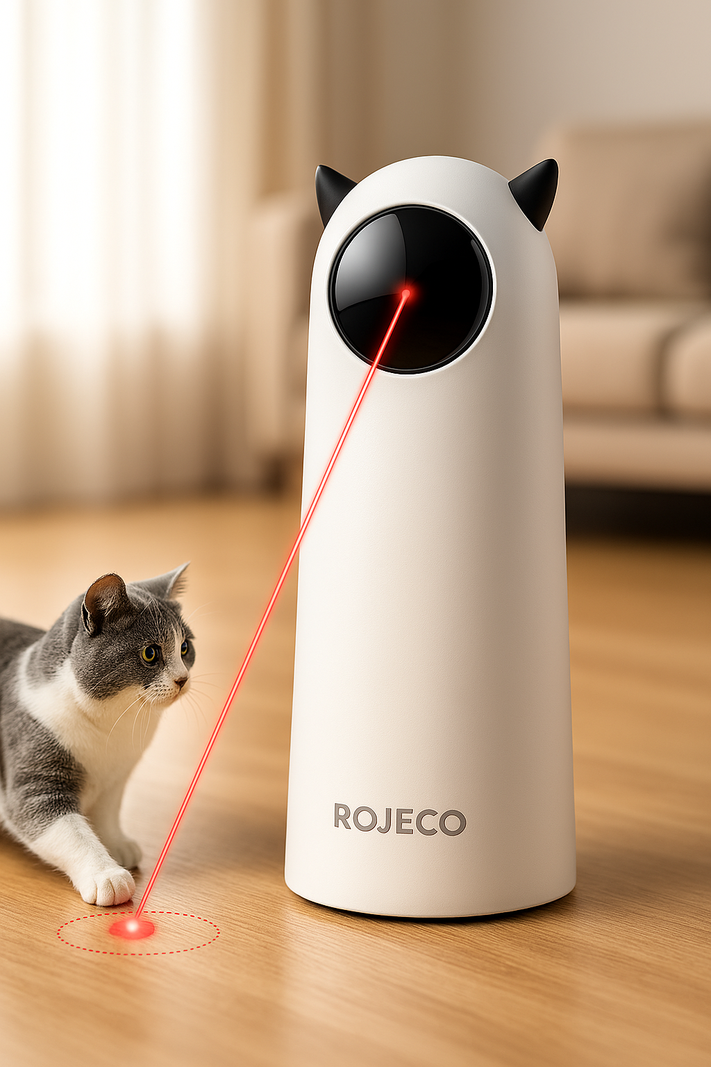 Electric infrared cat teaser toy compact size packaging view