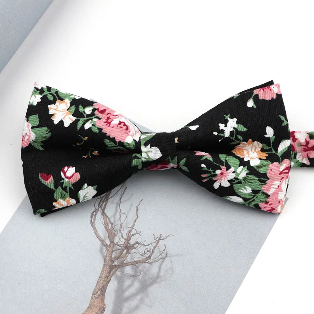 Family matching bow tie set sizes for kids adults and pets flat lay
