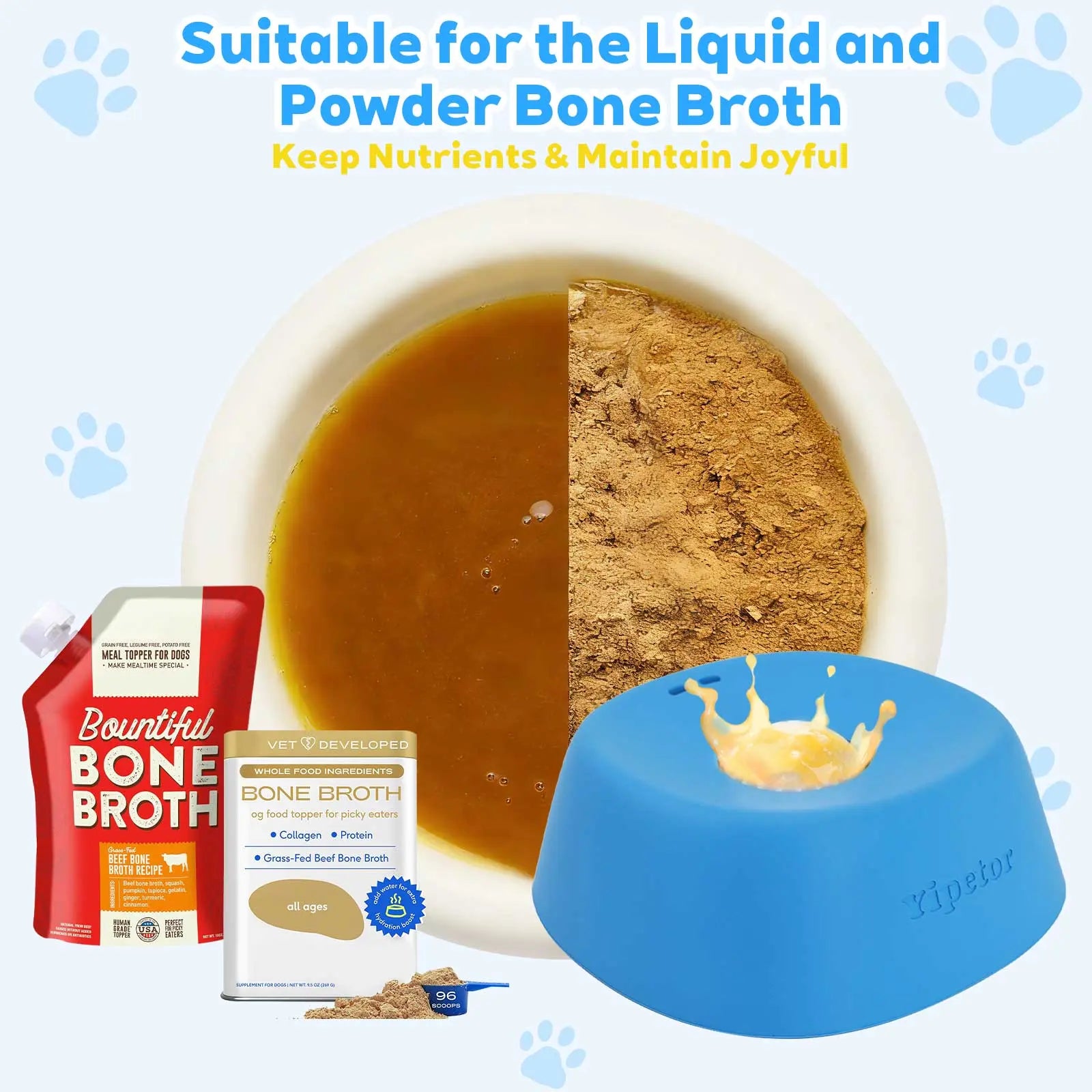 Yipetor Slow Feeder Dog Bowls for Liquid Treat, [Built-In Rolling Ball] No Spill Bone Broth Dog Licking Bowl, Multi-Purpose Puppy Yogurt Feeder Bowl for All Breeds Dietary Supplement/Post-Op Nutrition Feeding.Valentines Gift for Pets