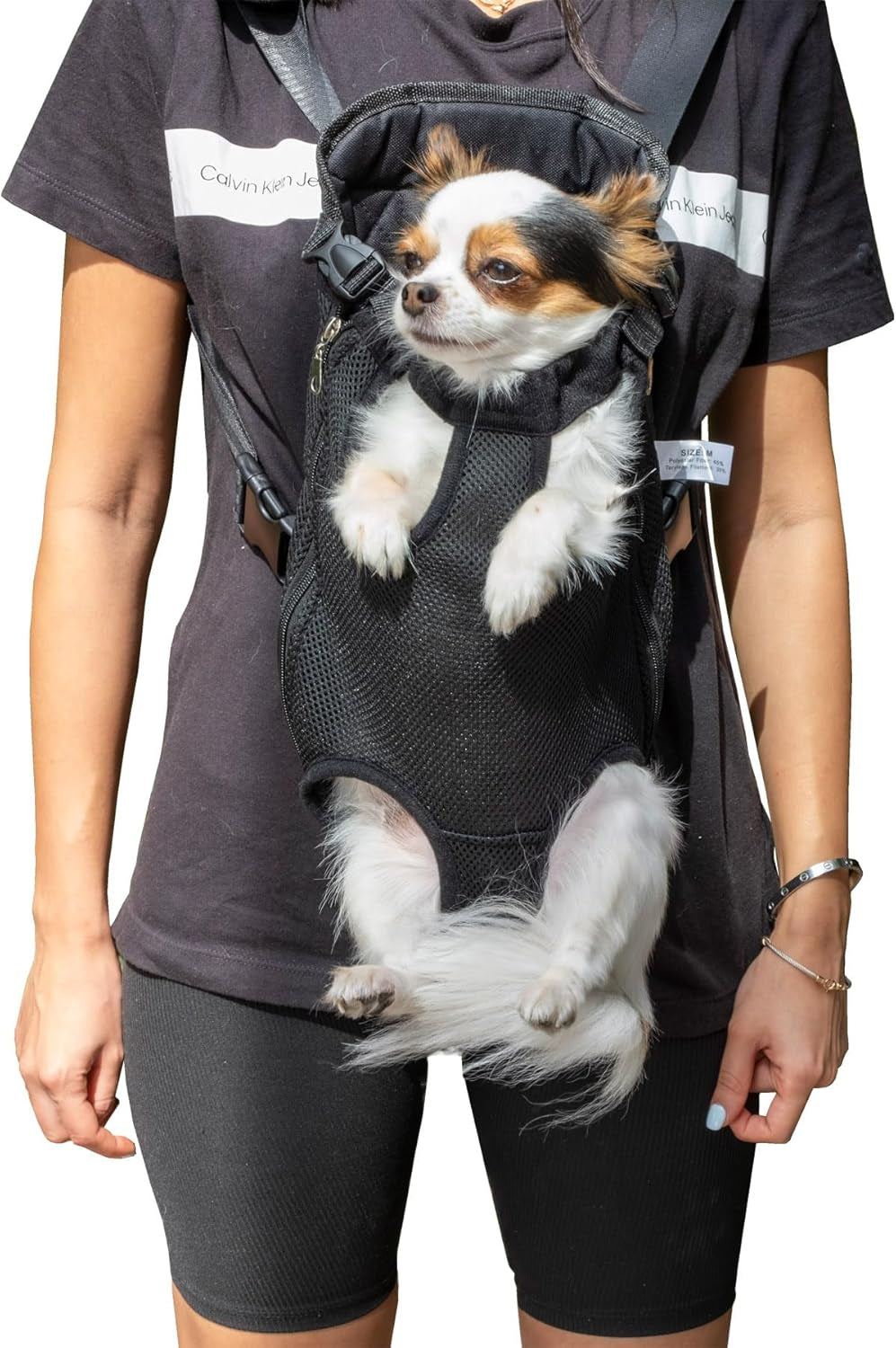 Dog carrier backpack up to 12 lbs front view breathable mesh panel