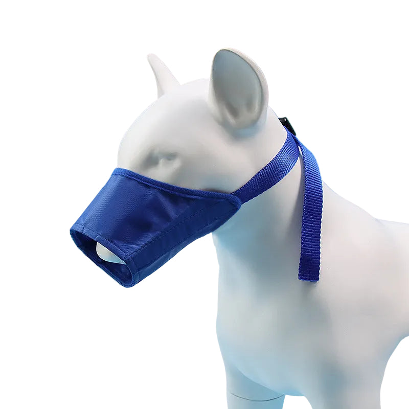 Dog mouth cover muzzle blue Oxford cloth size 2 front view