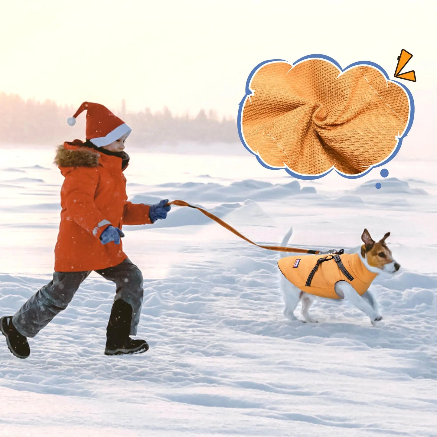 Dog Winter Jacket with Reflective Harness, Jujubak Zipper Warm Dog Winter Coat, Windproof Dog Snow Jacket, Dog Puffy Jacket for Small Medium Dogs-Bright Yellow(M)