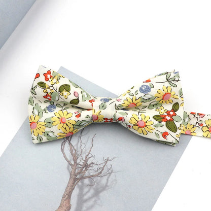 Family matching bow tie set sizes for kids adults and pets flat lay