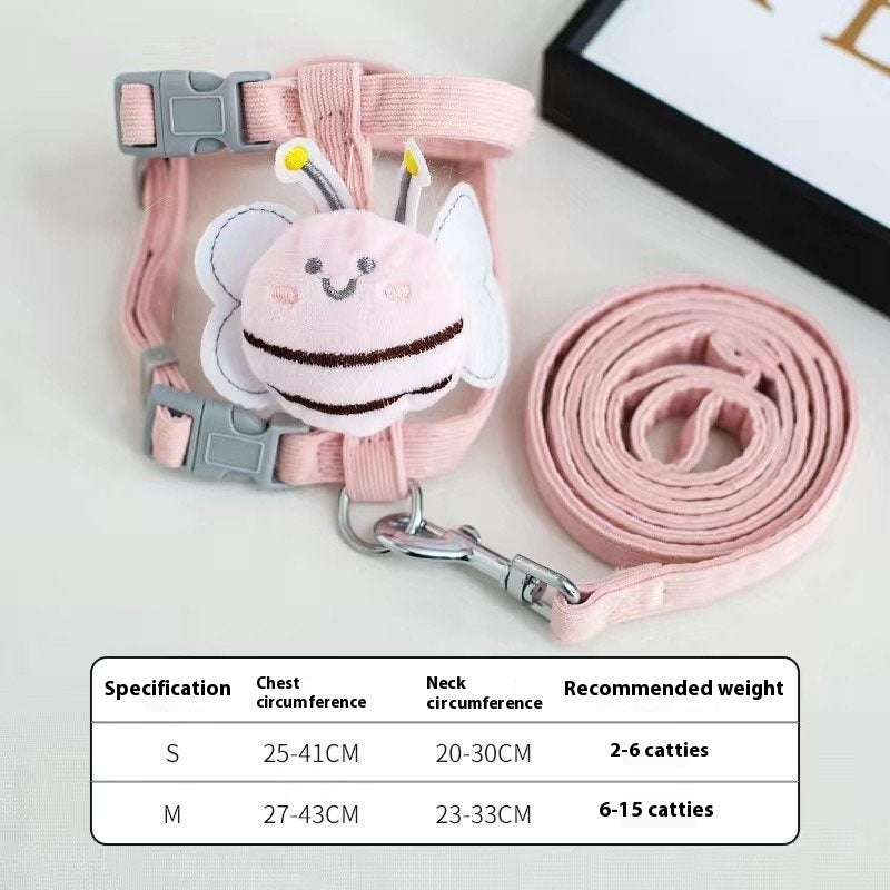 Cartoon Bee Pet Harness Leash & Collar Set. Hand Holding Rope For Pets