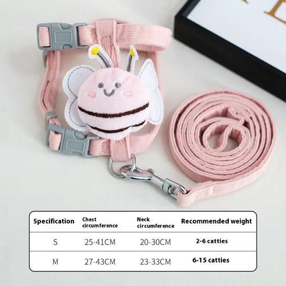 Cartoon Bee Pet Harness Leash & Collar Set. Hand Holding Rope For Pets