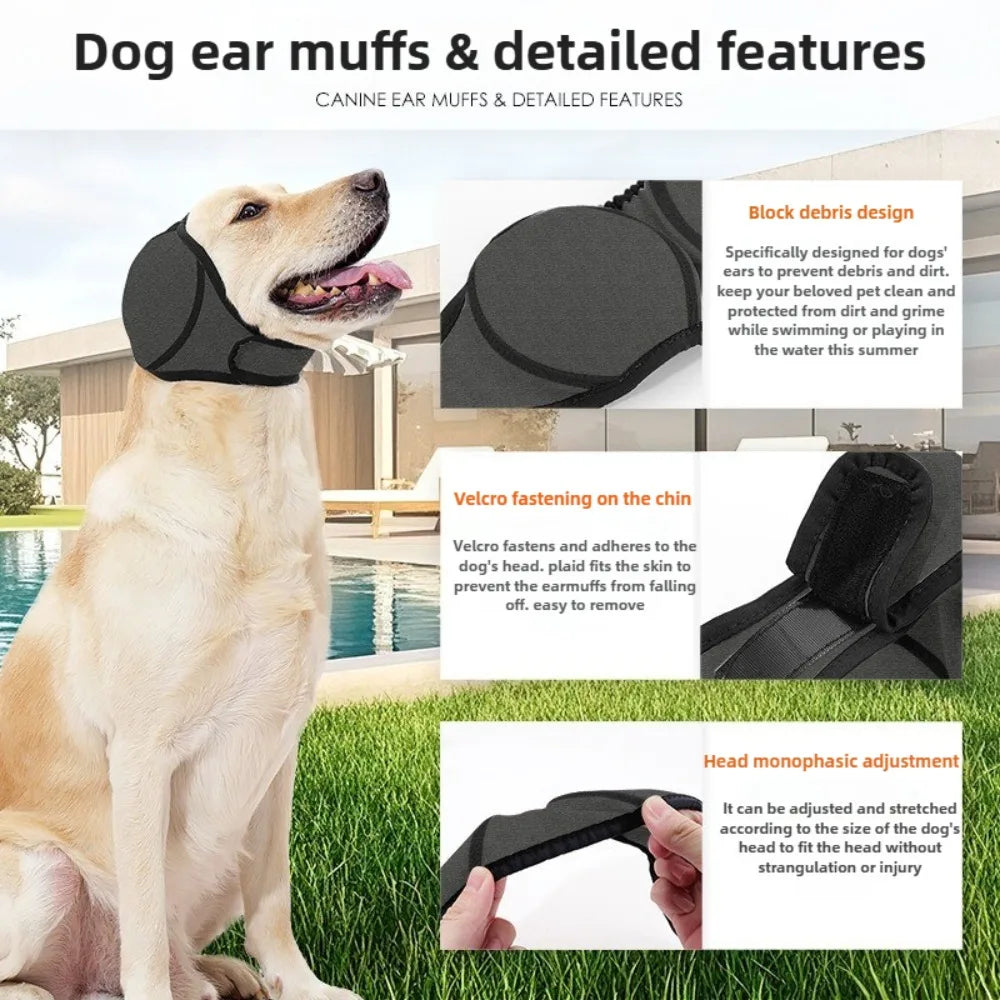 Dog calming hood fireworks noise medium size on anxious dog