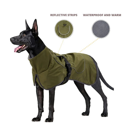 Winter reflective dog coat large breed full body fit view