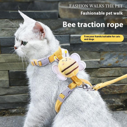 Cartoon Bee Pet Harness Leash & Collar Set. Hand Holding Rope For Pets