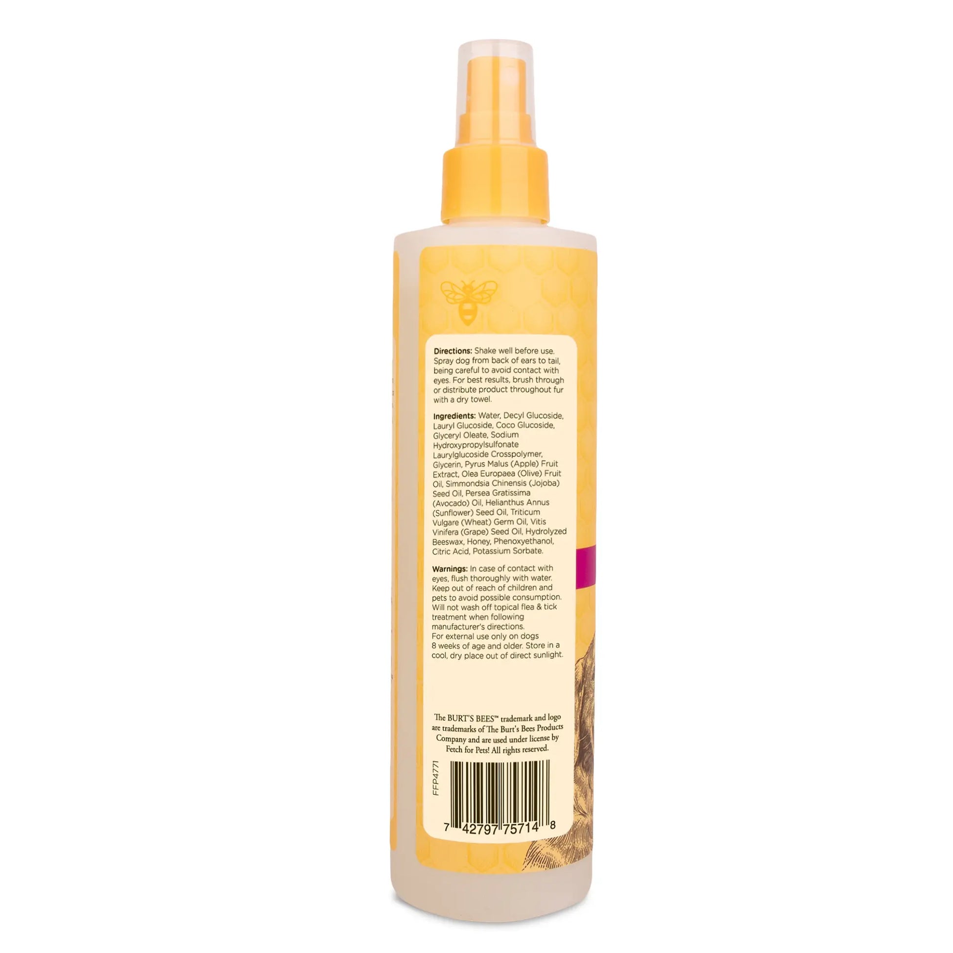 Waterless dry shampoo for dogs eco recycled bottle side view