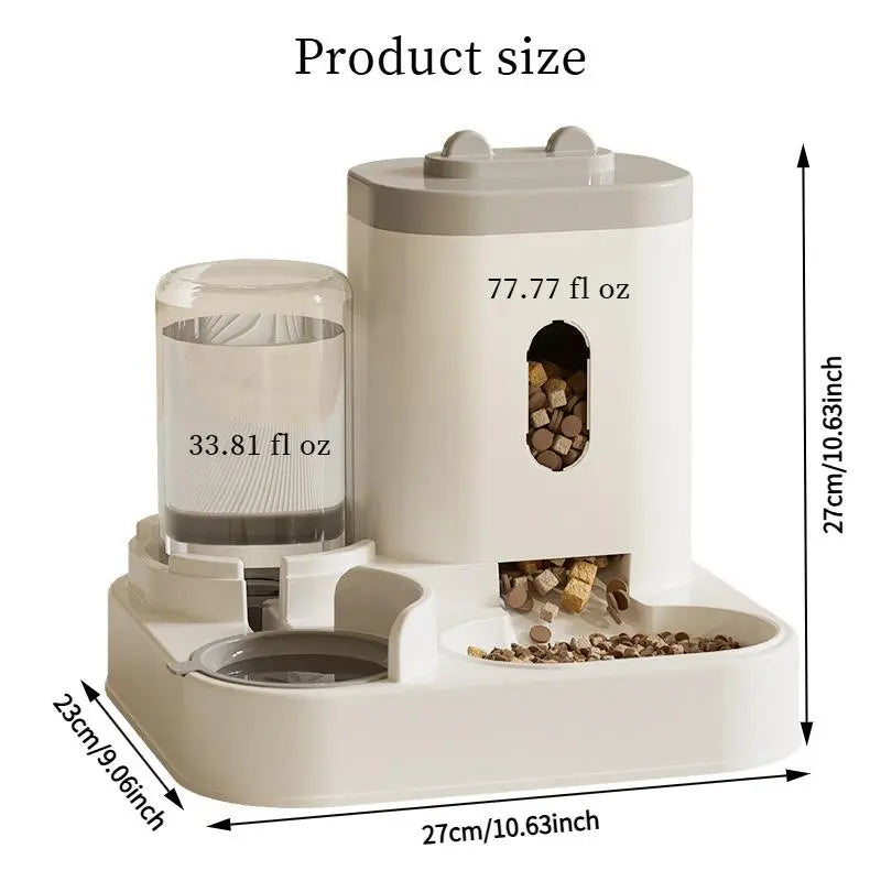 Automatic Cat & Dog Feeder, 2 in 1 Automatic Cat & Dog Feeder & Water Dispenser Combination Kit, Pet Cat & Dog Gravity Feeder, Large Capacity Washable