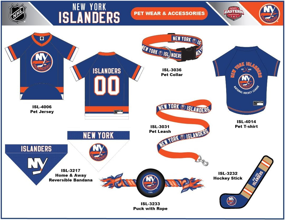NHL New York Islanders dog bandana officially licensed front logo view