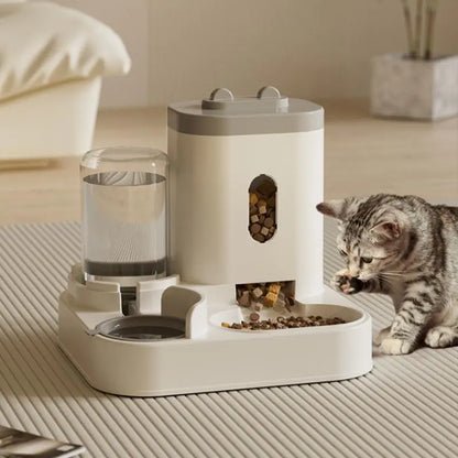 Automatic Cat & Dog Feeder, 2 in 1 Automatic Cat & Dog Feeder & Water Dispenser Combination Kit, Pet Cat & Dog Gravity Feeder, Large Capacity Washable