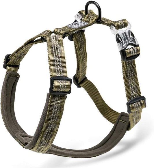 No pull dog harness reflective army green XL front view
