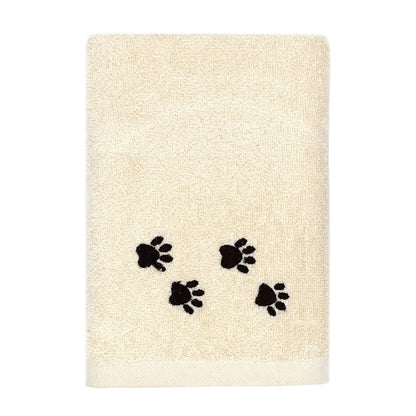Soft absorbent dog towel used after bath drying small dog